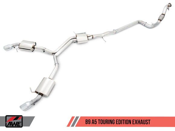 AWE Touring Edition Exhaust for B9 A5, Dual Outlet - Chrome Silver Tips (includes DP)