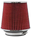 K&N Universal Air Filter Chrome Round Tapered Red - 4in Flange ID x 1.125in Flange Length x 5.5in H-3