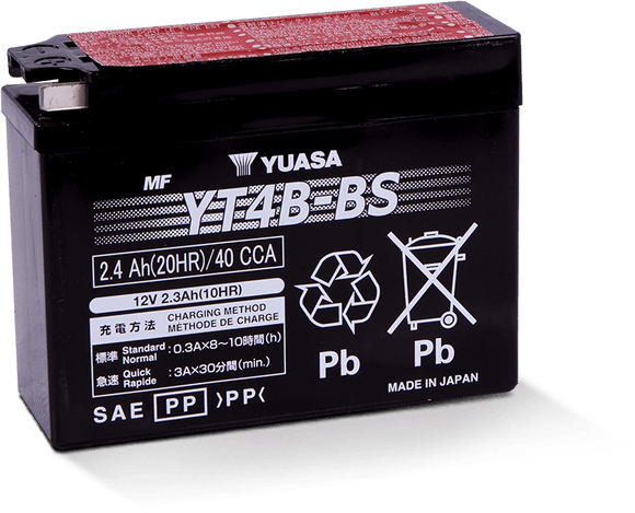 Yuasa YT4B-BS Maintenance Free AGM 12 Volt Battery (Bottle Supplied)