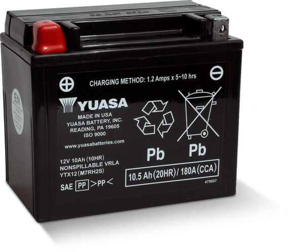 Yuasa YTX12 Maintenance Free AGM 12 Volt Battery