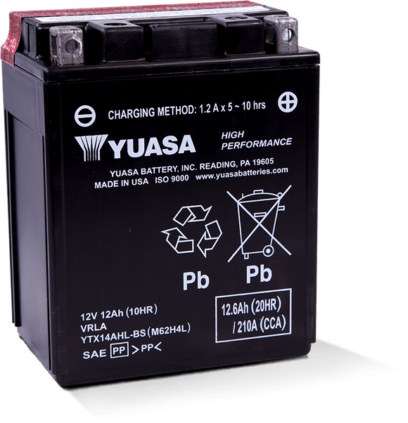 Yuasa YTX14AHL-BS High Performance AGM 12 Volt Battery (Bottle Supplied)