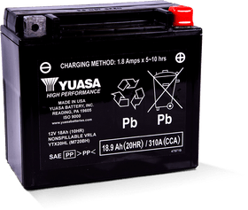 Yuasa YTX20HL Maintenance Free AGM 12 Volt Battery