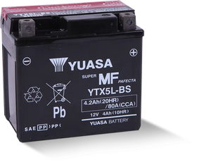 Yuasa YTX5L-BS Maintenance Free AGM 12 Volt Battery (Bottle Supplied)