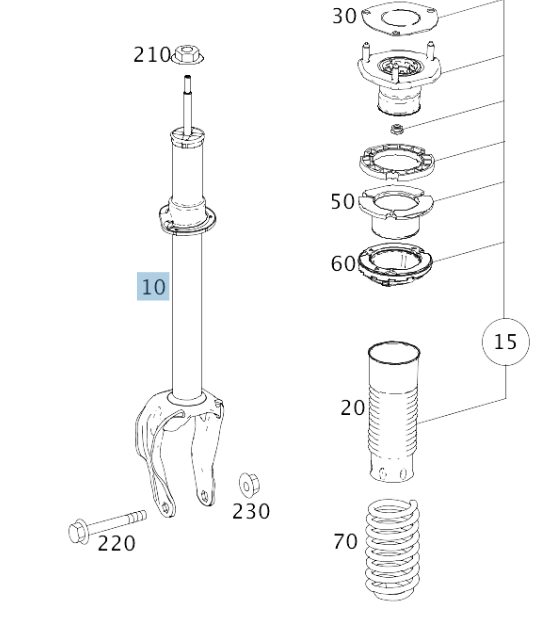 Genuine Mercedes-Benz Suspension Strut Assembly A2923230100