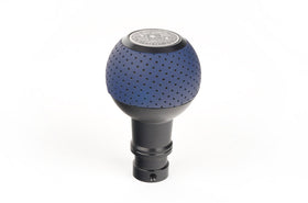 BFI GS2 Heavy Weight Shift Knob - Porsche Maritime Blue Leather - Black Anodized (BMW Fitment)
