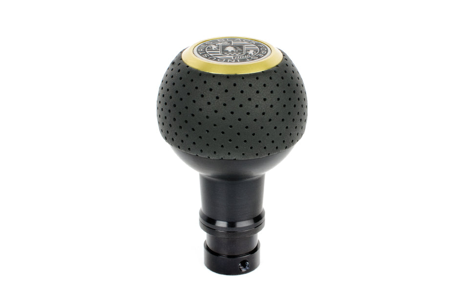 BFI Heavy Weight Shift Knob SCHWARZ - Air Leather - Gold Top (BMW Fitment)
