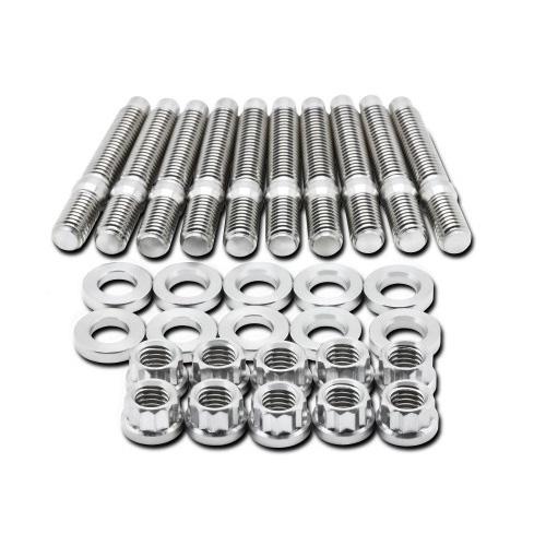BLOX Racing SUS303 Stainless Steel Manifold Stud Kit M8 x 1.25mm 65mm in Length - 9-piece