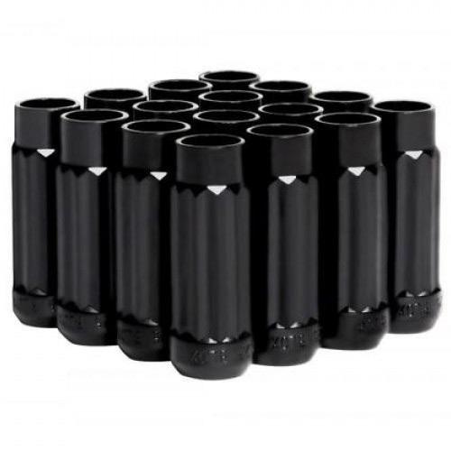 BLOX Racing 12-Sided P17 Tuner Lug Nuts 12x1.25 - Black Steel - Set of 16