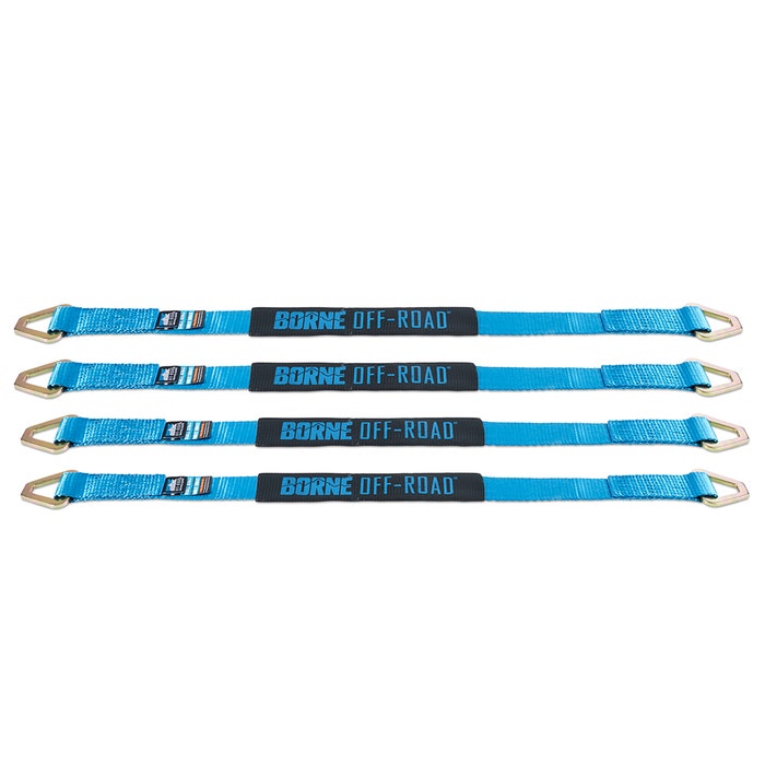 Borne Off-Road Vehicle Ratchet Tie-Down Kit (4 pack) Blue - 0