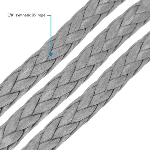 Borne Off-Road Synthetic Rope - 3/8in x 85ft - Grey - 0