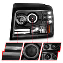 ANZO 1992-1996 Ford F-150 Projector Headlights w/ Halo Black w/ Side Markers and Parking Lights-4