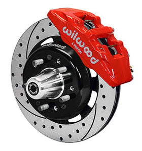 Wilwood Dynapro 6 Front Hub Kit 12.19in Drilled Red 55-57 Chevy