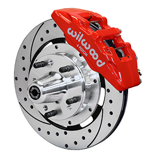 Wilwood Dynapro 6 Front Hub Kit 12.19in Drilled Red 37-48 Ford Psgr. Car Spindle