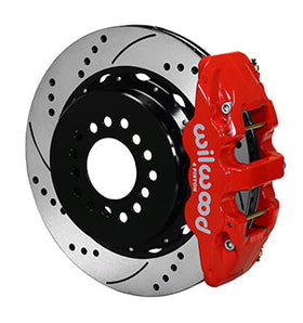 Wilwood AERO4 Rear P-Brake Kit 14.00in Drill Red Big Ford New Style 2.50in Offset