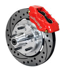 Wilwood Forged Dynalite Front Kit 12.19in Drilled Red 69-70 Impala Drum/Disc 69-82 Vette-1