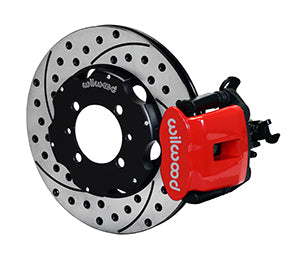 Wilwood Combination Parking Brake Rear Kit 11.00in Drilled Red 2012 Fiat 500 w/ Lines