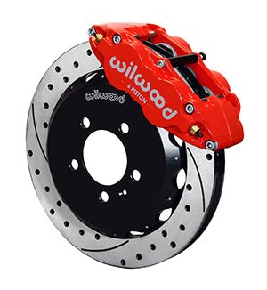 Wilwood Narrow Superlite 6R Front Hat Kit 12.88in Drill Red 06-12 Volkswagen GTI w/ Lines