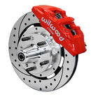Wilwood Dynapro 6 Front Hub Kit 12.19in Drill Red 1970-1973 Mustang Disc & Drum Spindle-1