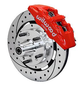 Wilwood Dynapro 6 Front Hub Kit 12.19in Drill Red 1970-1973 Mustang Disc & Drum Spindle