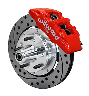Wilwood Dynapro 6 Front Hub Kit 12.19in Drilled Red 69-70 Impala Drum/Disc 69-82 Vette