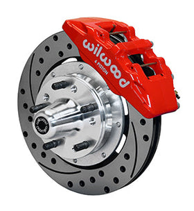 Wilwood Dynapro 6 Front Hub Kit 12.19in Drilled Red 69-70 Impala Drum/Disc 69-82 Vette