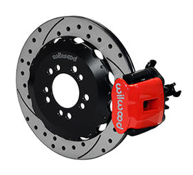 Wilwood Combination Parking Brake Rear Kit 12.88in Drilled Red 2013-Up Ford Focus ST w/ Lines