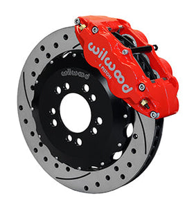 Wilwood Narrow Superlite 6R Front Hat Kit 13.06in Drilled Red 2008-up Hyundai Genesis Coupe w/Lines