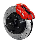 Wilwood Forged Dynalite-M Front Kit 11.30in 1 PC Rotor&Hub Drill-Red 1965-1969 Mustang Disc & Drum-1