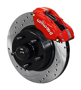 Wilwood Forged Dynalite-M Front Kit 11.30in 1 PC Rotor&Hub Drill-Red 1965-1969 Mustang Disc & Drum