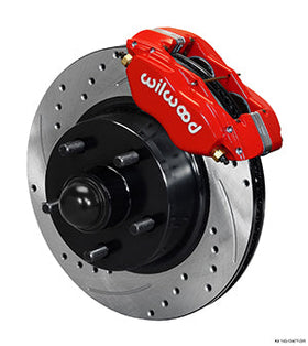Wilwood Forged Dynalite-M Front Kit 11.30in 1 PC Rotor&Hub Drill-Red 1970-1973 Mustang Disc & Drum