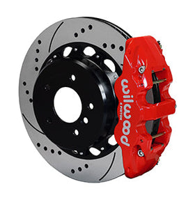 Wilwood AERO4 Rear Kit 14.00 Drilled Red 2007-2011 BMW E90 Series w/Lines