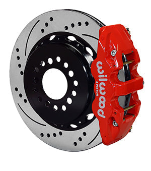 Wilwood AERO4 Rear Kit 14.25in Drilled Red 2014-Up Challenger w/Lines