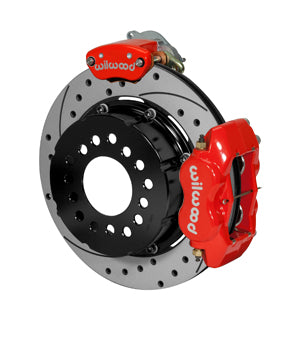 Wilwood Forged Dynalite P/S Rear Kit w/MC4 P-Brake Drill Red Chev 12 Bolt w/Clip Elimin-Staggered