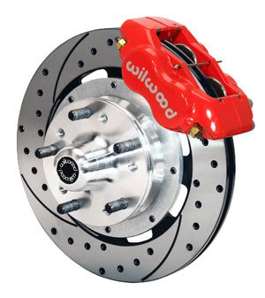 Wilwood Forged Dynalite Front Kit 12.19in Drilled Red 37-48 Ford Psgr. Car Spindle