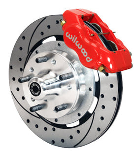 Wilwood Forged Dynalite Front Kit 12.19in Drilled Red 37-48 Ford Psgr. Car Spindle
