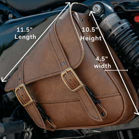 Willie & Max HD Sportsters, Custom Hard Tails Brass Monkey Swingarm Bag Dual Shock - Warm Brown - 0