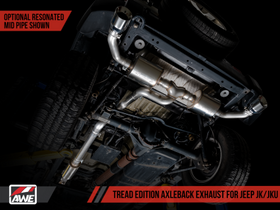 AWE Tread Edition Axleback Dual Exhaust for Jeep JK/JKU 3.6L - Chrome Silver Tips - 0
