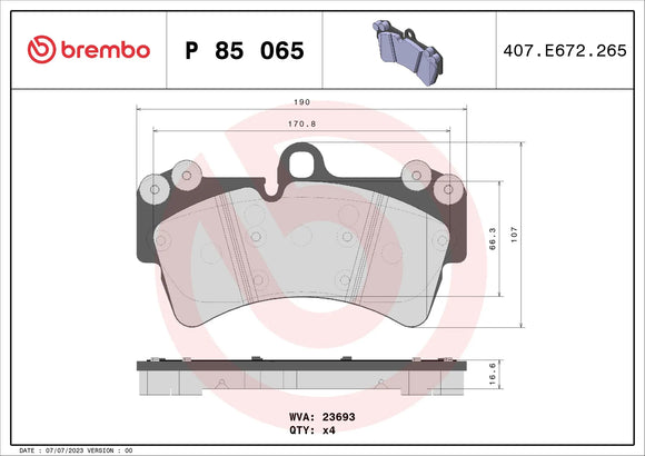 Brembo 07-15 Audi Q7/03-06 Porsche Cayenne/08-10 Cayenne Front Premium Low-Met OE Equivalent Pad 95535193911