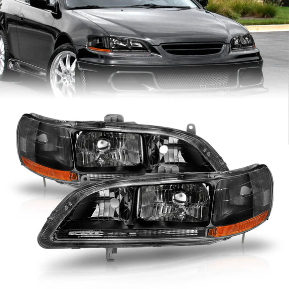 ANZO 1998-2002 Honda Accord Crystal Headlights Black