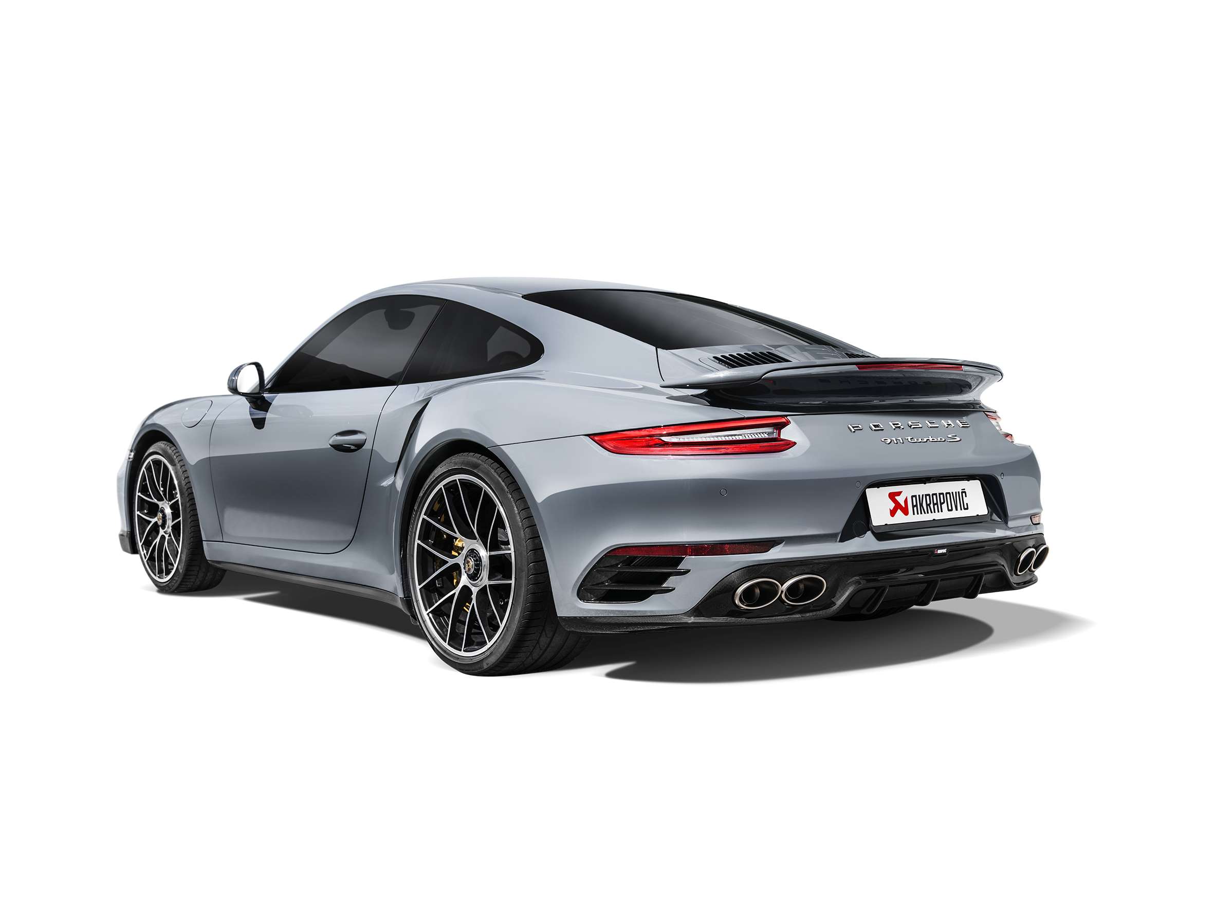 Akrapovic 16-19 Porsche 911 Turbo/Turbo S (991.2) Slip-On Line (Titanium) w/ Tips & Gloss Diffuser