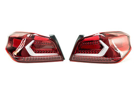 OLM Evolution Tail Lights (Clear Lens Red Base White Bar) - 15 WRX STI