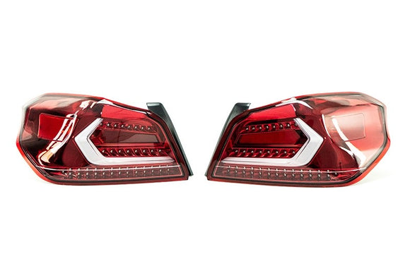 OLM Evolution Tail Lights (Clear Lens Red Base White Bar) - 15 WRX STI