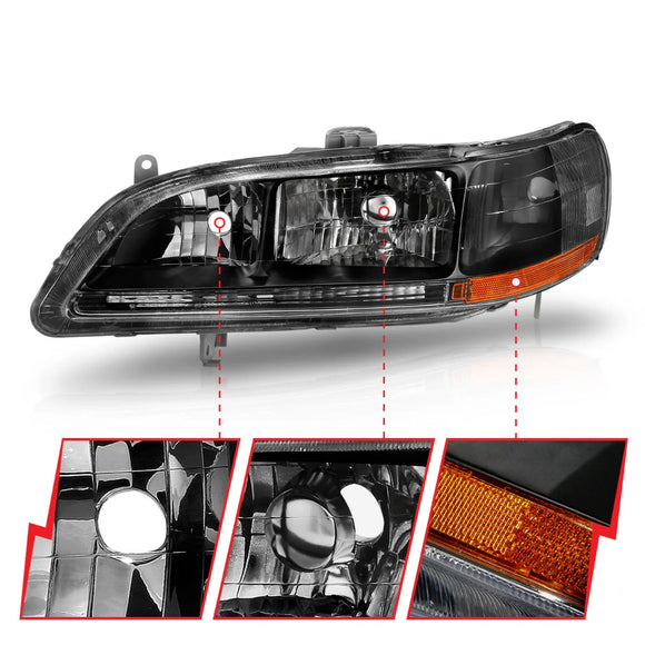 ANZO 1998-2002 Honda Accord Crystal Headlights Black