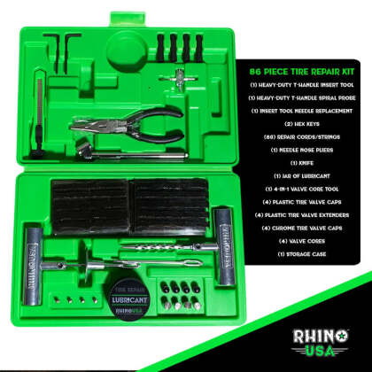 Rhino USA Tire Repair Plug Kit, 86 Pieces