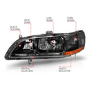 ANZO 1998-2002 Honda Accord Crystal Headlights Black-4