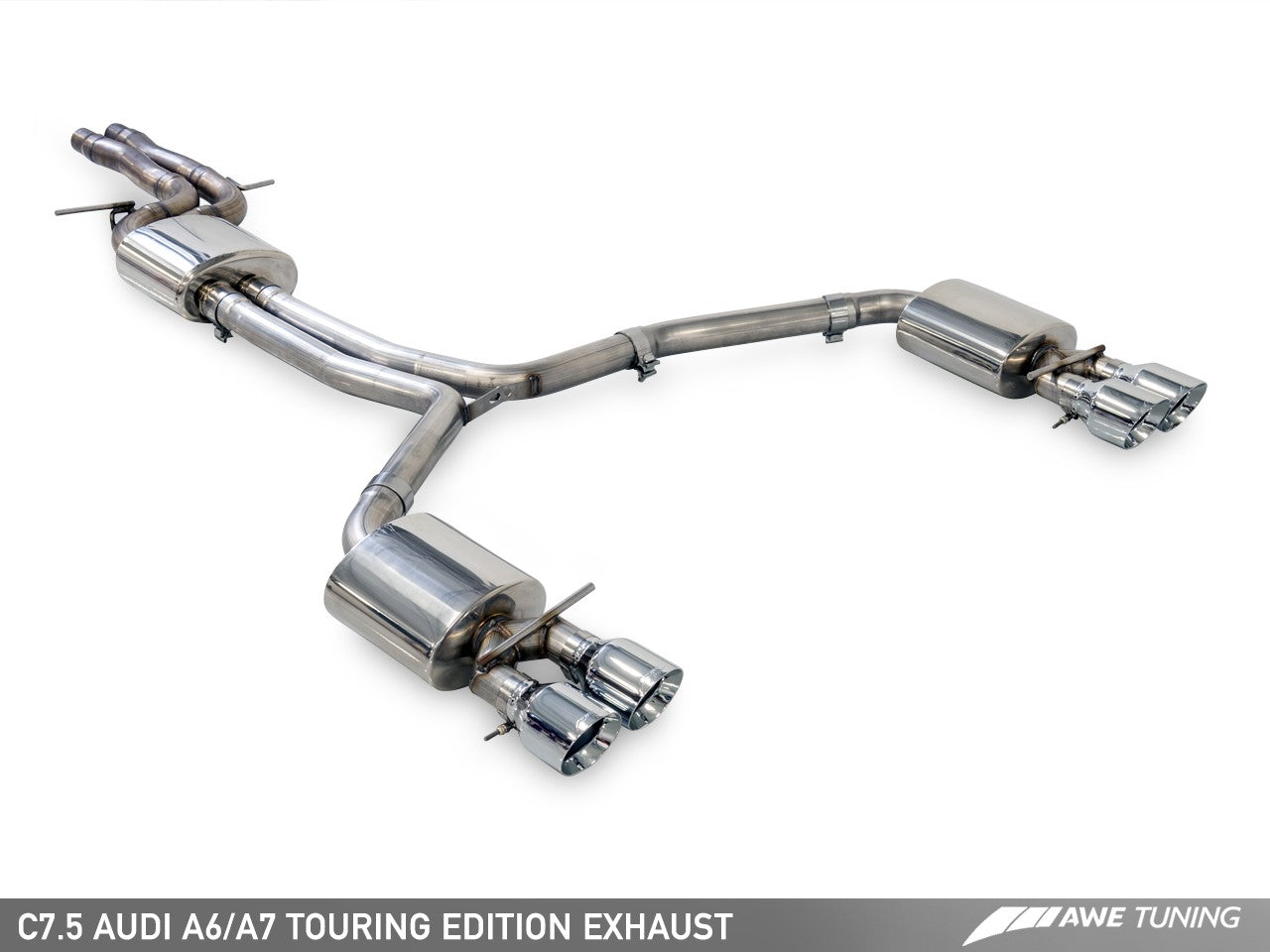 AWE Touring Edition Exhaust for Audi C7.5 A7 3.0T - Quad Outlet, Chrome Silver Tips
