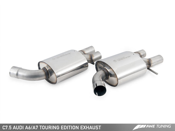 AWE Touring Edition Exhaust for Audi C7.5 A7 3.0T - Quad Outlet, Chrome Silver Tips