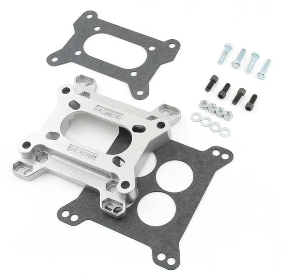 Mr. Gasket Adapter squarebore 4-Barrel carburetors to 2-Barrel squarebore intake manifolds.