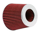 K&N Universal Air Filter Chrome Round Tapered Red - 4in Flange ID x 1.125in Flange Length x 5.5in H-1