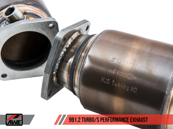 AWE Performance Exhaust and High-Flow Cat Sections for Porsche 991.1 / 991.2 Turbo - Diamond Black RSR Tips
